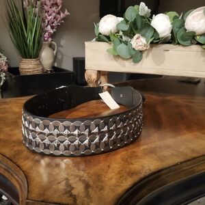 NWT Coldwater Creek Black Belt with Silver Metal Embelishment